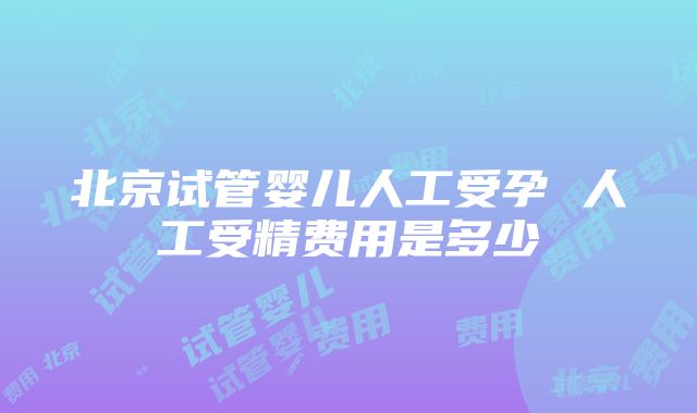 北京试管婴儿人工受孕 人工受精费用是多少