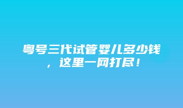 粤号三代试管婴儿多少钱，这里一网打尽！