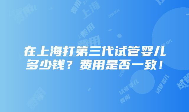 在上海打第三代试管婴儿多少钱？费用是否一致！