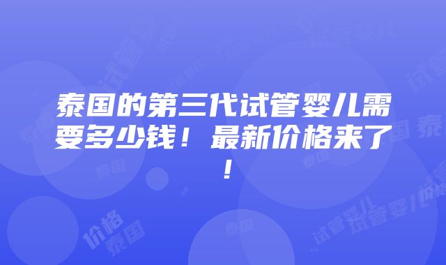 泰国的第三代试管婴儿需要多少钱！最新价格来了！