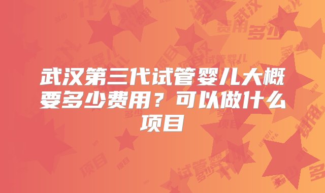 武汉第三代试管婴儿大概要多少费用？可以做什么项目