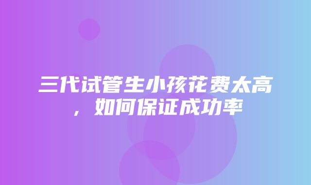 三代试管生小孩花费太高，如何保证成功率