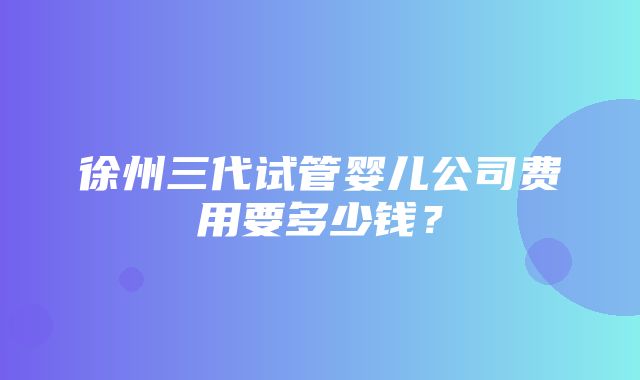 徐州三代试管婴儿公司费用要多少钱？