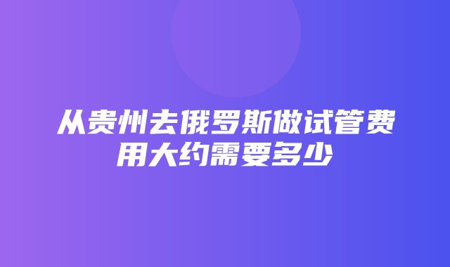 从贵州去俄罗斯做试管费用大约需要多少