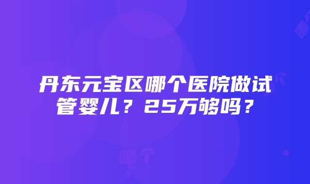 丹东元宝区哪个医院做试管婴儿？25万够吗？