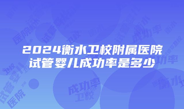 2024衡水卫校附属医院试管婴儿成功率是多少