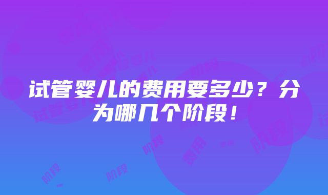 试管婴儿的费用要多少？分为哪几个阶段！