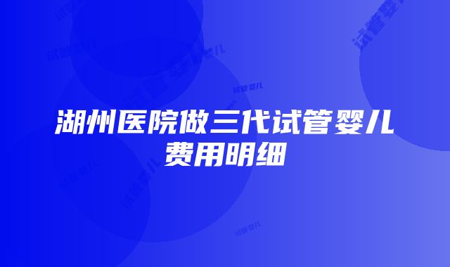 湖州医院做三代试管婴儿费用明细