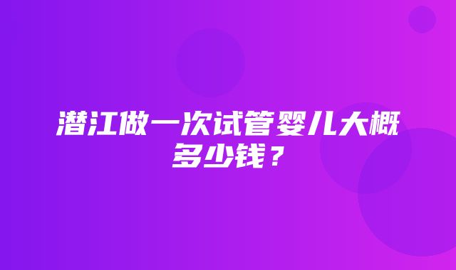 潜江做一次试管婴儿大概多少钱？