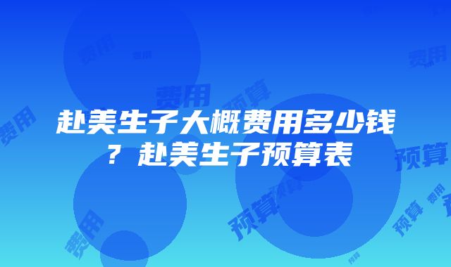 赴美生子大概费用多少钱？赴美生子预算表