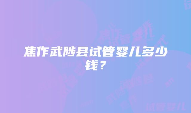 焦作武陟县试管婴儿多少钱？