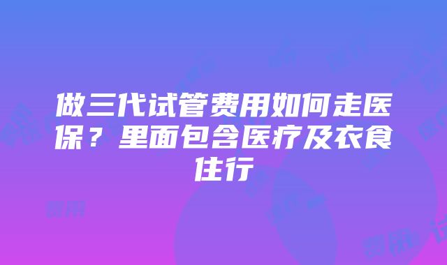 做三代试管费用如何走医保？里面包含医疗及衣食住行