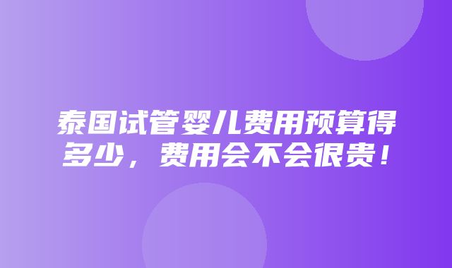 泰国试管婴儿费用预算得多少，费用会不会很贵！