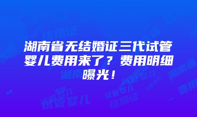 湖南省无结婚证三代试管婴儿费用来了？费用明细曝光！