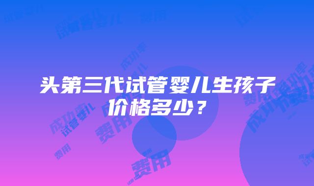 头第三代试管婴儿生孩子价格多少？