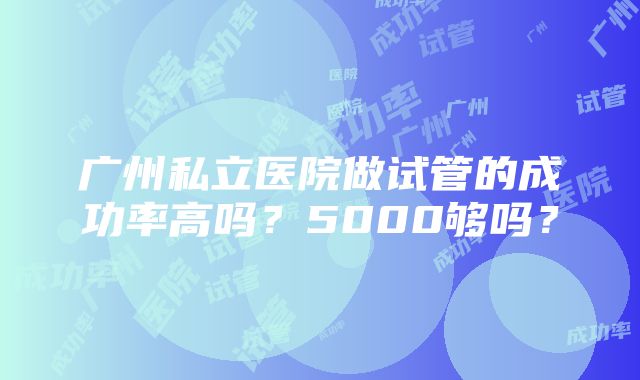 广州私立医院做试管的成功率高吗？5000够吗？