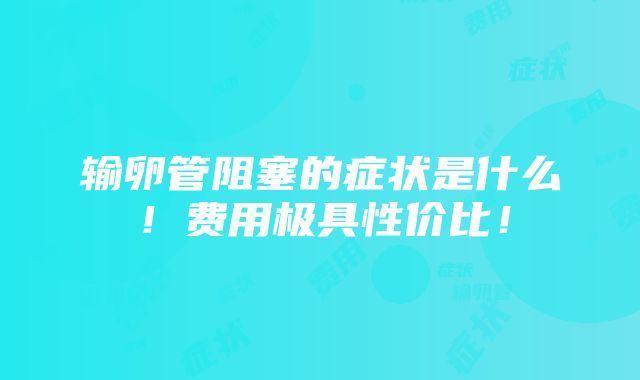 输卵管阻塞的症状是什么！费用极具性价比！