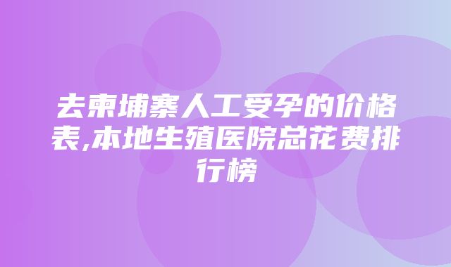 去柬埔寨人工受孕的价格表,本地生殖医院总花费排行榜