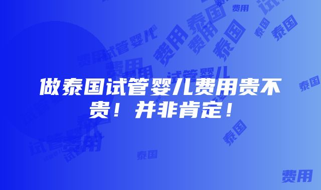 做泰国试管婴儿费用贵不贵！并非肯定！