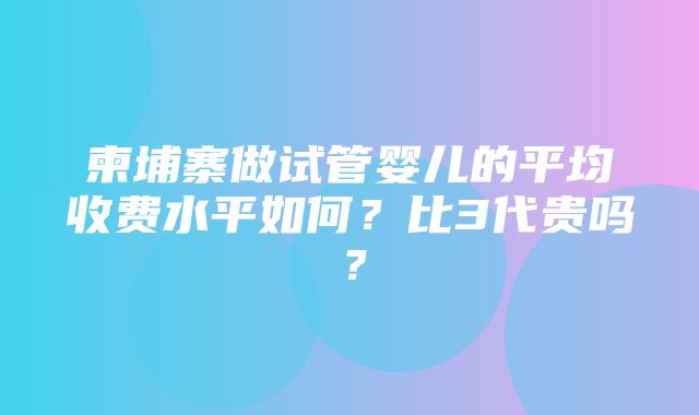 柬埔寨做试管婴儿的平均收费水平如何？比3代贵吗？