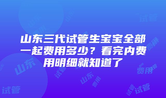 山东三代试管生宝宝全部一起费用多少？看完内费用明细就知道了