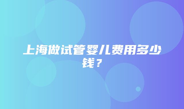 上海做试管婴儿费用多少钱？