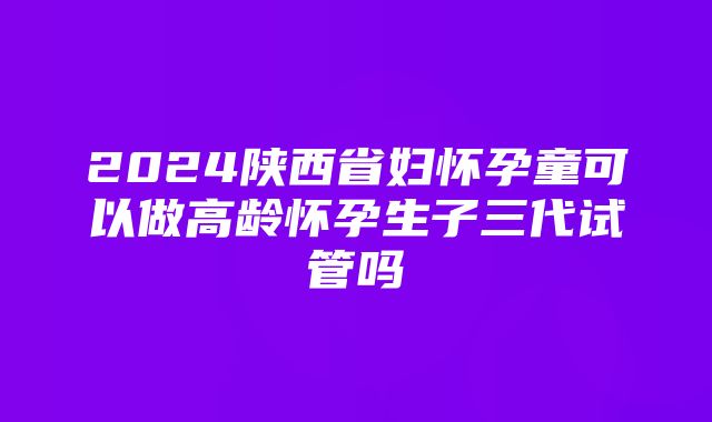 2024陕西省妇怀孕童可以做高龄怀孕生子三代试管吗