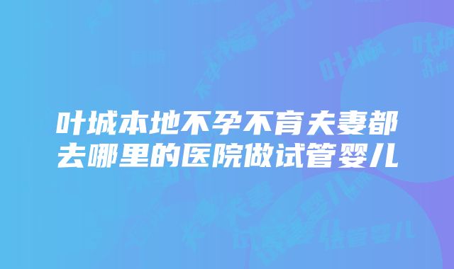 叶城本地不孕不育夫妻都去哪里的医院做试管婴儿