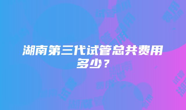 湖南第三代试管总共费用多少？