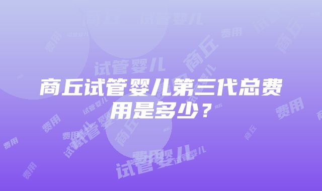 商丘试管婴儿第三代总费用是多少？