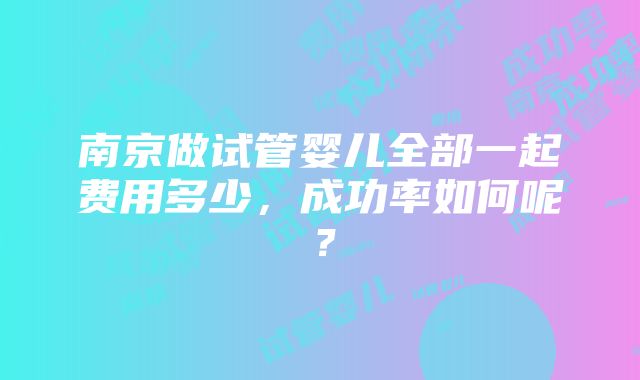 南京做试管婴儿全部一起费用多少，成功率如何呢？