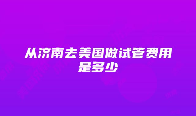 从济南去美国做试管费用是多少