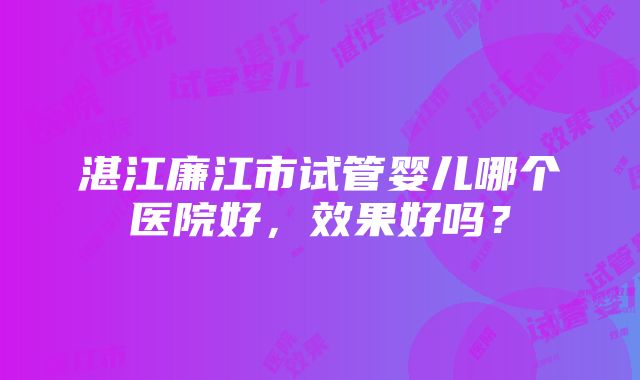 湛江廉江市试管婴儿哪个医院好，效果好吗？