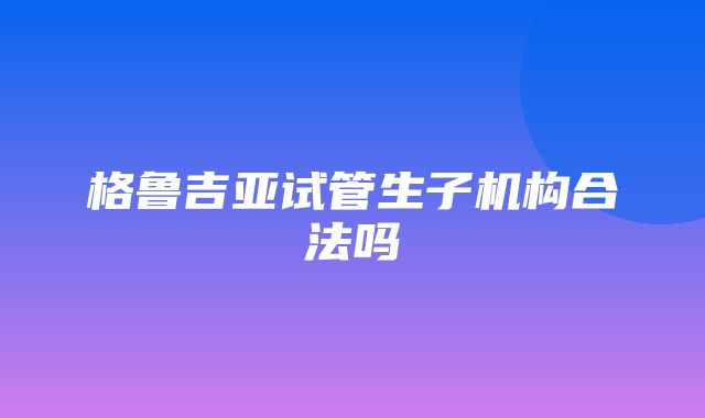 格鲁吉亚试管生子机构合法吗