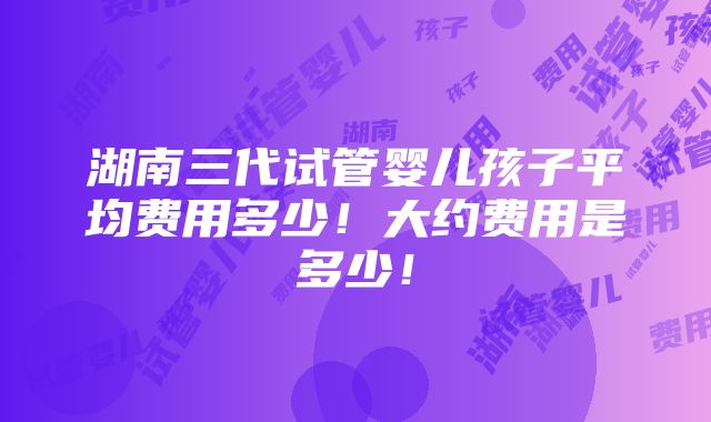 湖南三代试管婴儿孩子平均费用多少！大约费用是多少！