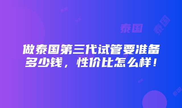 做泰国第三代试管要准备多少钱，性价比怎么样！