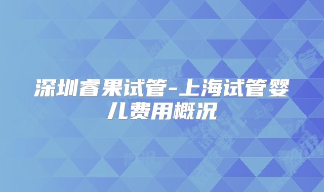 深圳睿果试管-上海试管婴儿费用概况