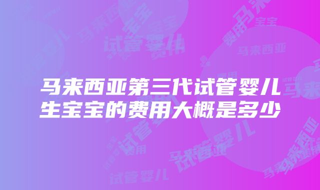 马来西亚第三代试管婴儿生宝宝的费用大概是多少