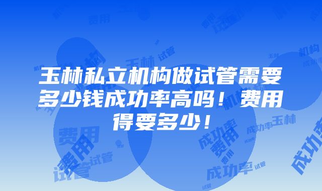 玉林私立机构做试管需要多少钱成功率高吗！费用得要多少！