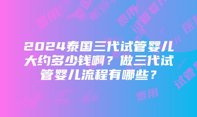 2024泰国三代试管婴儿大约多少钱啊？做三代试管婴儿流程有哪些？