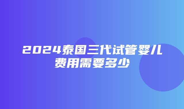 2024泰国三代试管婴儿费用需要多少