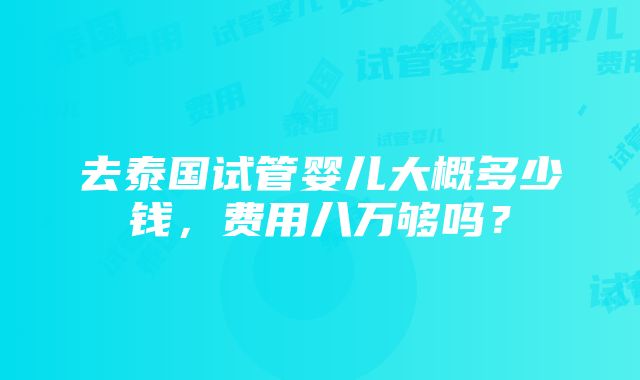 去泰国试管婴儿大概多少钱，费用八万够吗？