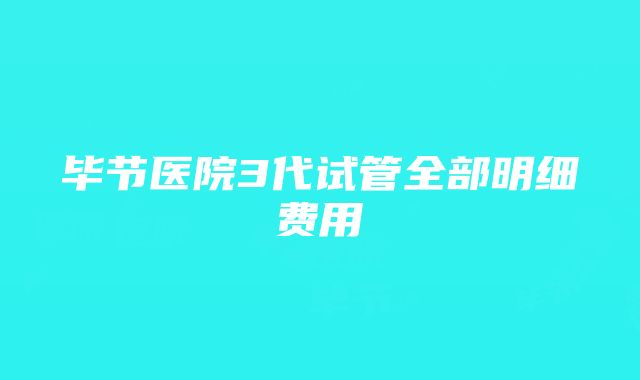 毕节医院3代试管全部明细费用