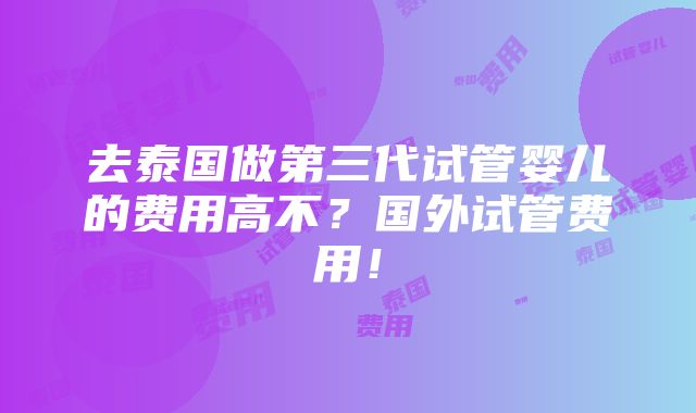 去泰国做第三代试管婴儿的费用高不？国外试管费用！