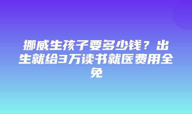 挪威生孩子要多少钱？出生就给3万读书就医费用全免