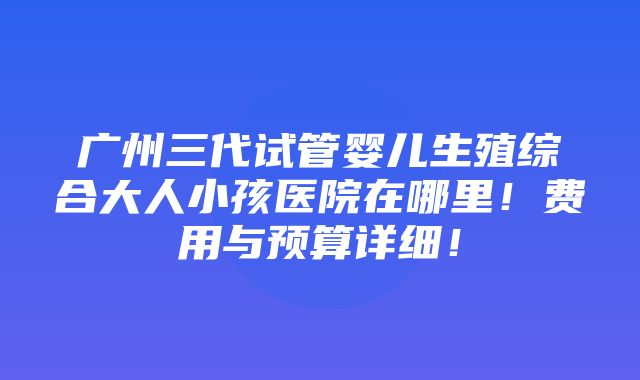 广州三代试管婴儿生殖综合大人小孩医院在哪里！费用与预算详细！