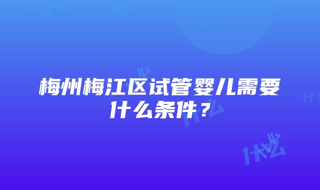 梅州梅江区试管婴儿需要什么条件？