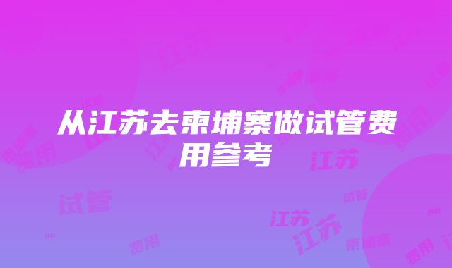 从江苏去柬埔寨做试管费用参考