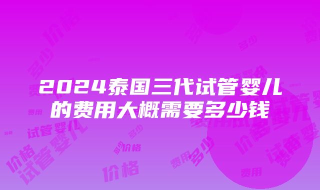 2024泰国三代试管婴儿的费用大概需要多少钱