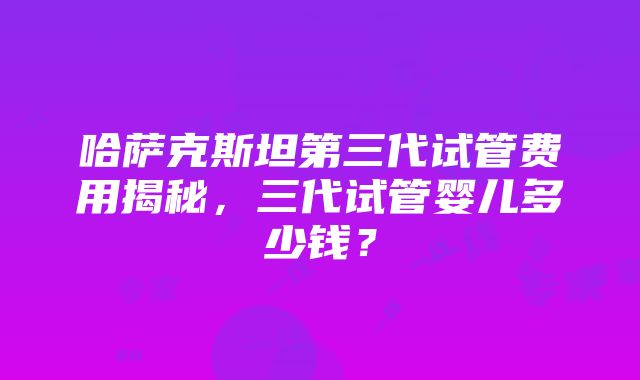 哈萨克斯坦第三代试管费用揭秘，三代试管婴儿多少钱？